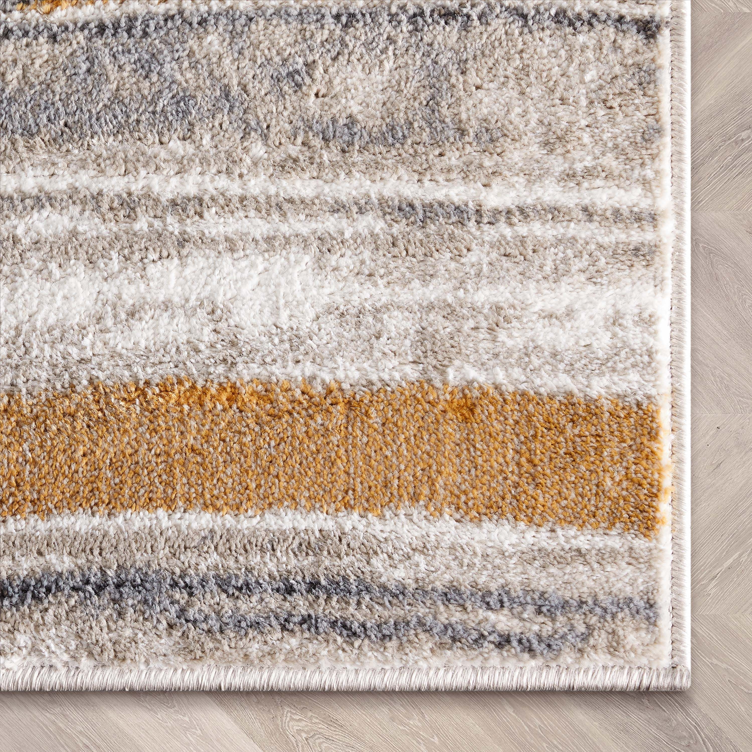 Davina Modern Abstract Striped Grey Rust Rug