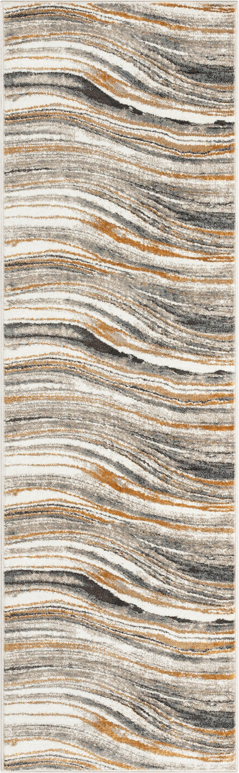 Davina Modern Abstract Striped Grey Rust Rug