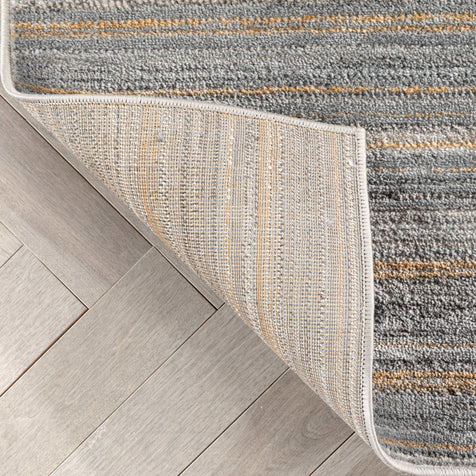 Giselle Modern Abstract Striped Grey Rust Rug