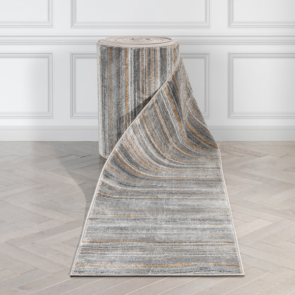 Custom Size Runner Giselle Moroccan Abstract Stripe Grey Rust Choose Your Width x Choose Your Length Hallway Runner Rug