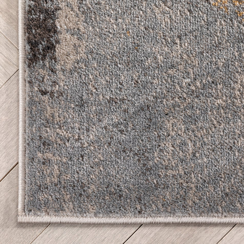 Kye Modern Abstract Geometric Grey Rust Rug