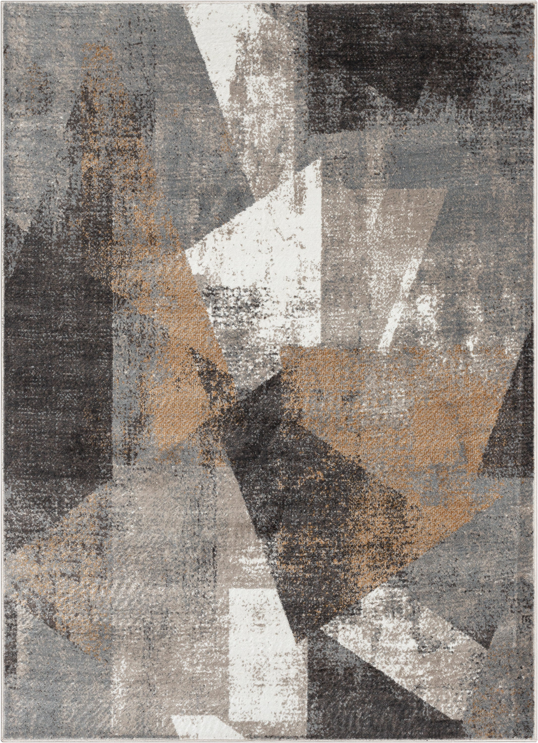 Kye Modern Abstract Geometric Grey Rust Rug