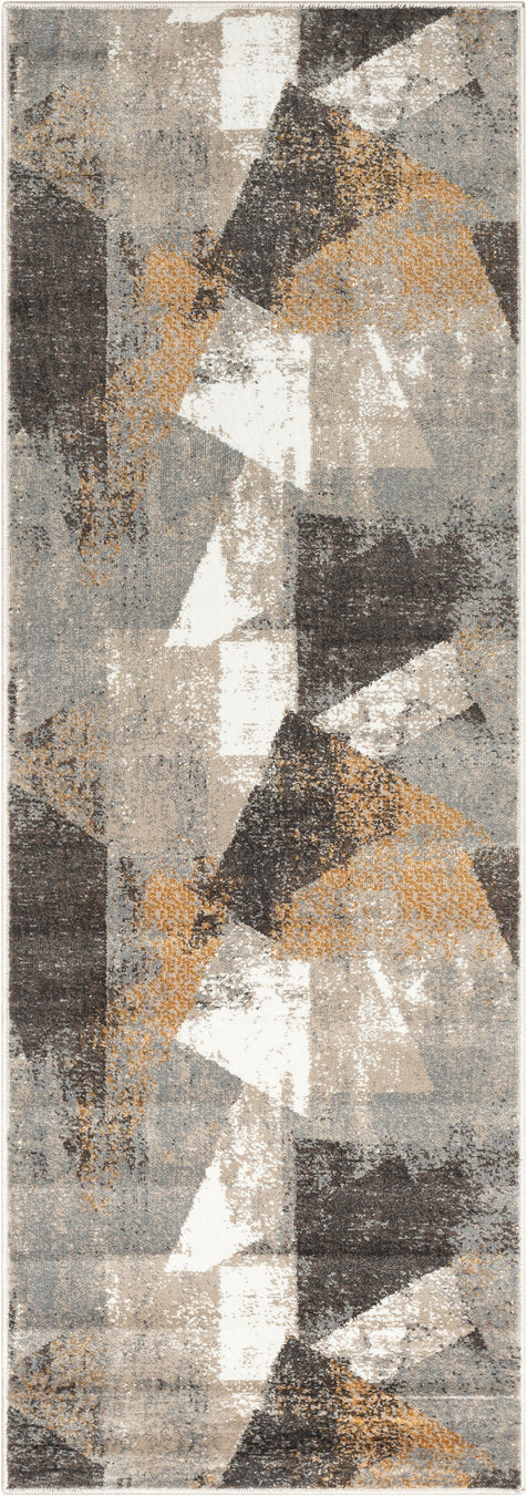 Kye Modern Abstract Geometric Grey Rust Rug