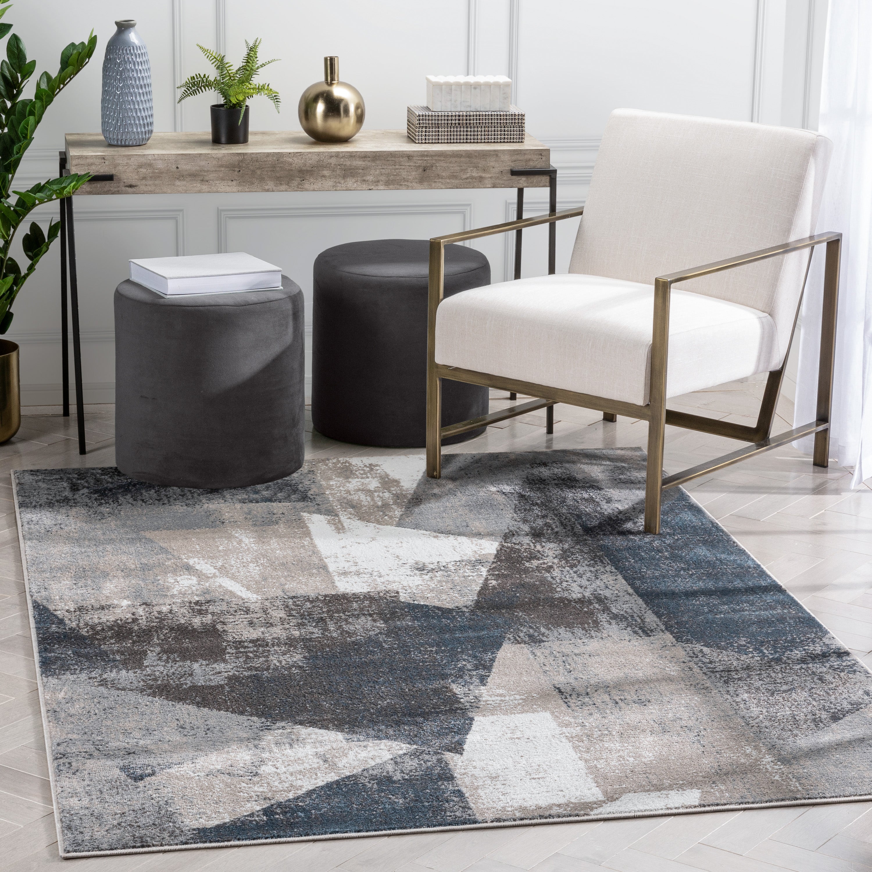 Kye Modern Abstract Geometric Grey Rug