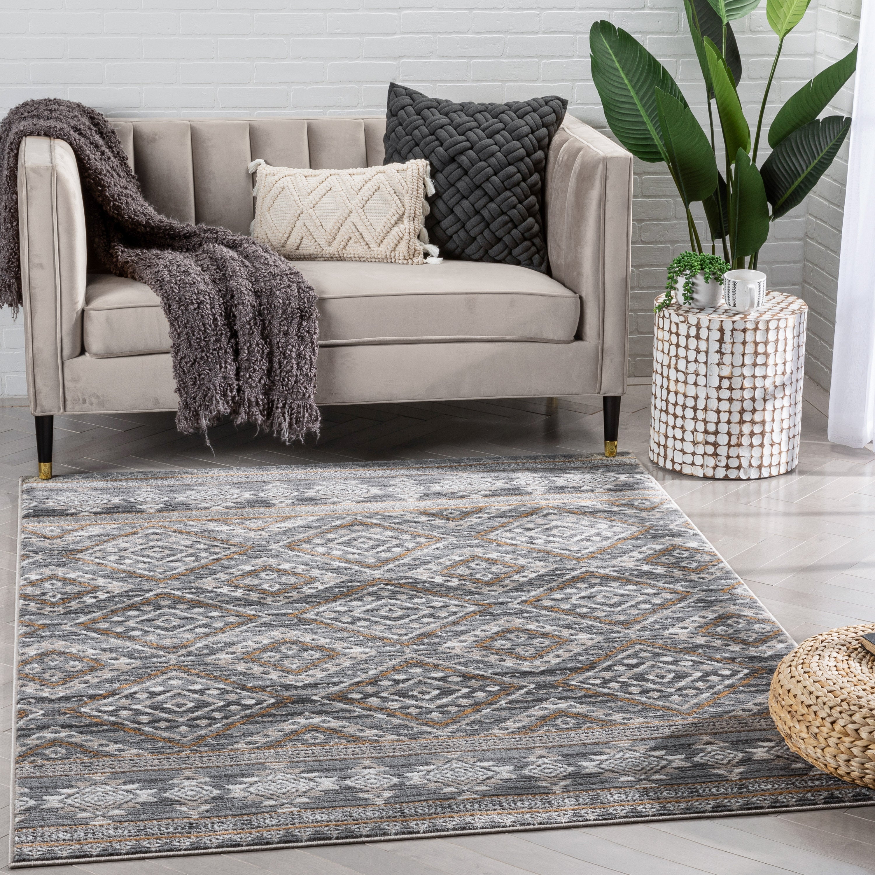 Sasha Moroccan Trellis Grey Rug