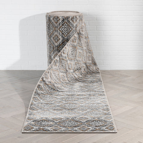 Custom Size Runner Sasha Moroccan Vintage Grey Choose Your Width x Choose Your Length Hallway Runner Rug