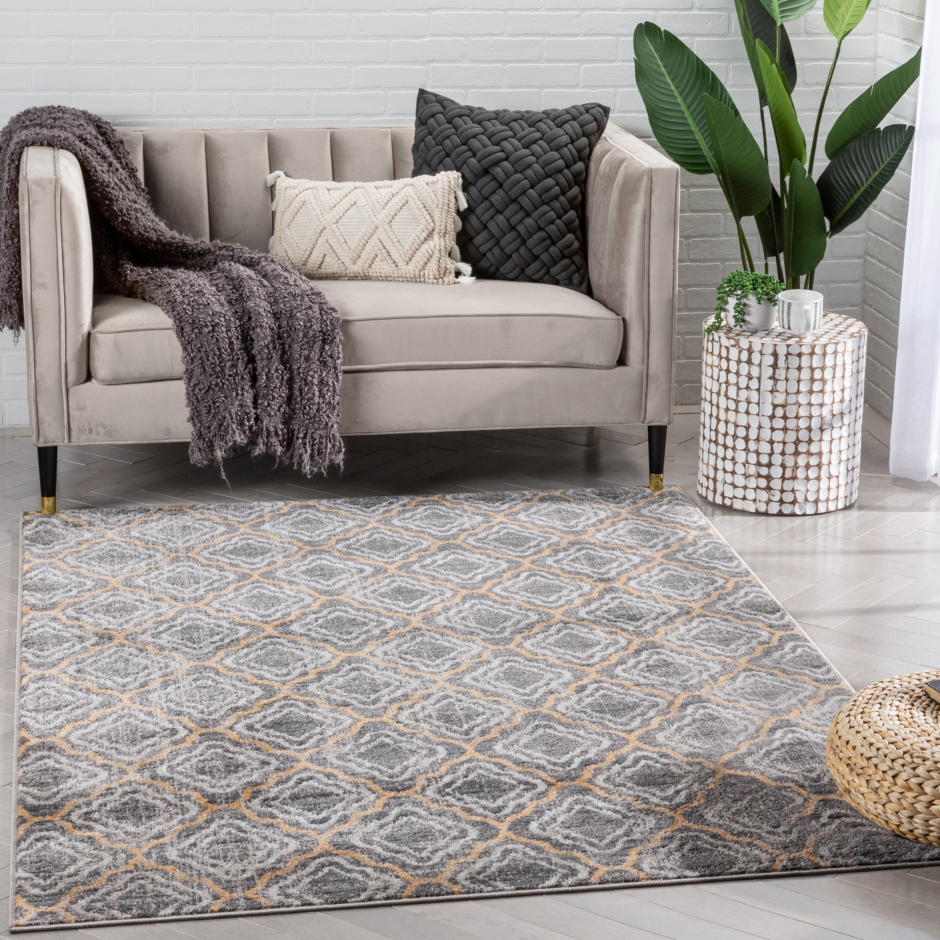 Rowan Moroccan Lattice Trellis Grey Rug