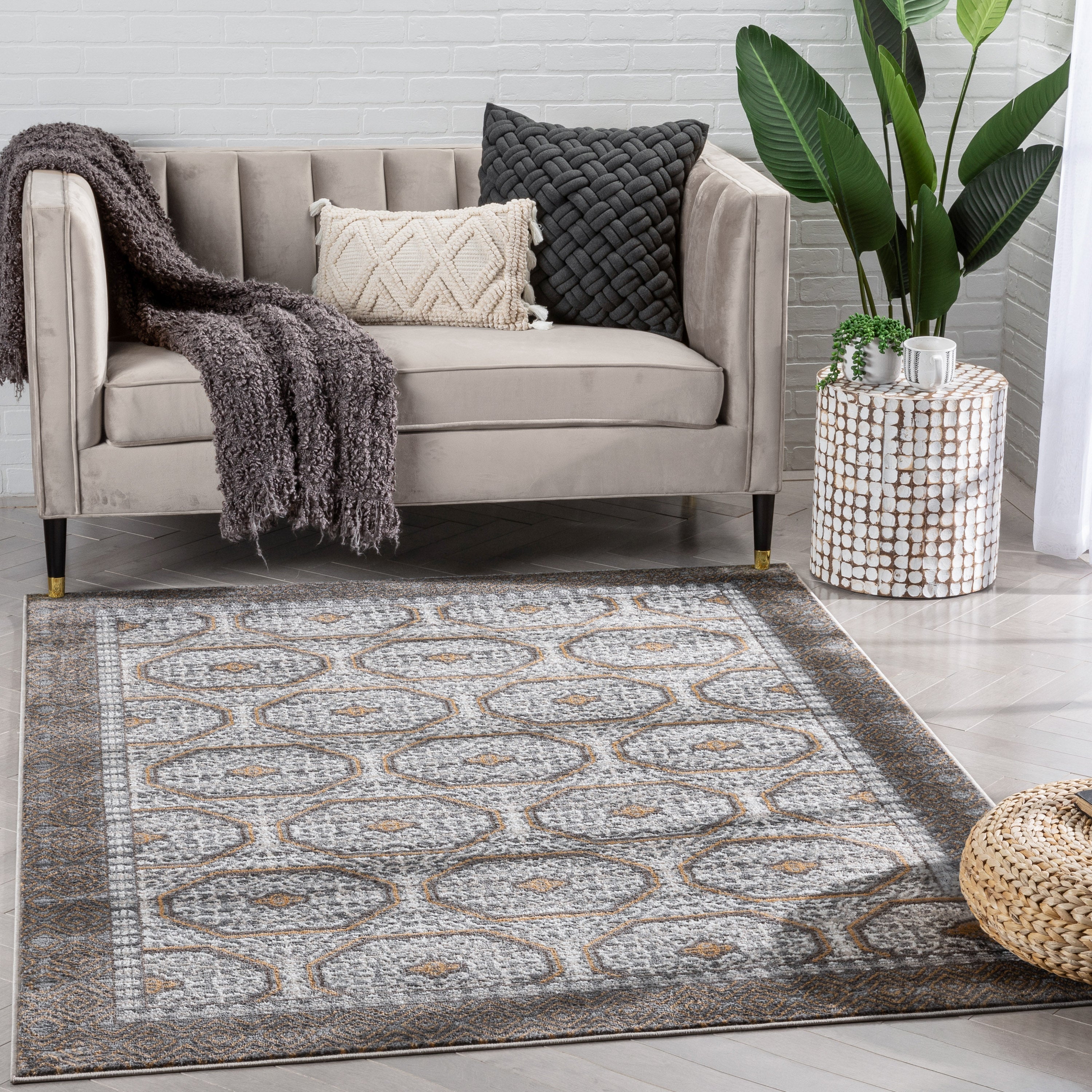 Rhea Moroccan Lattice Trellis Grey Rug