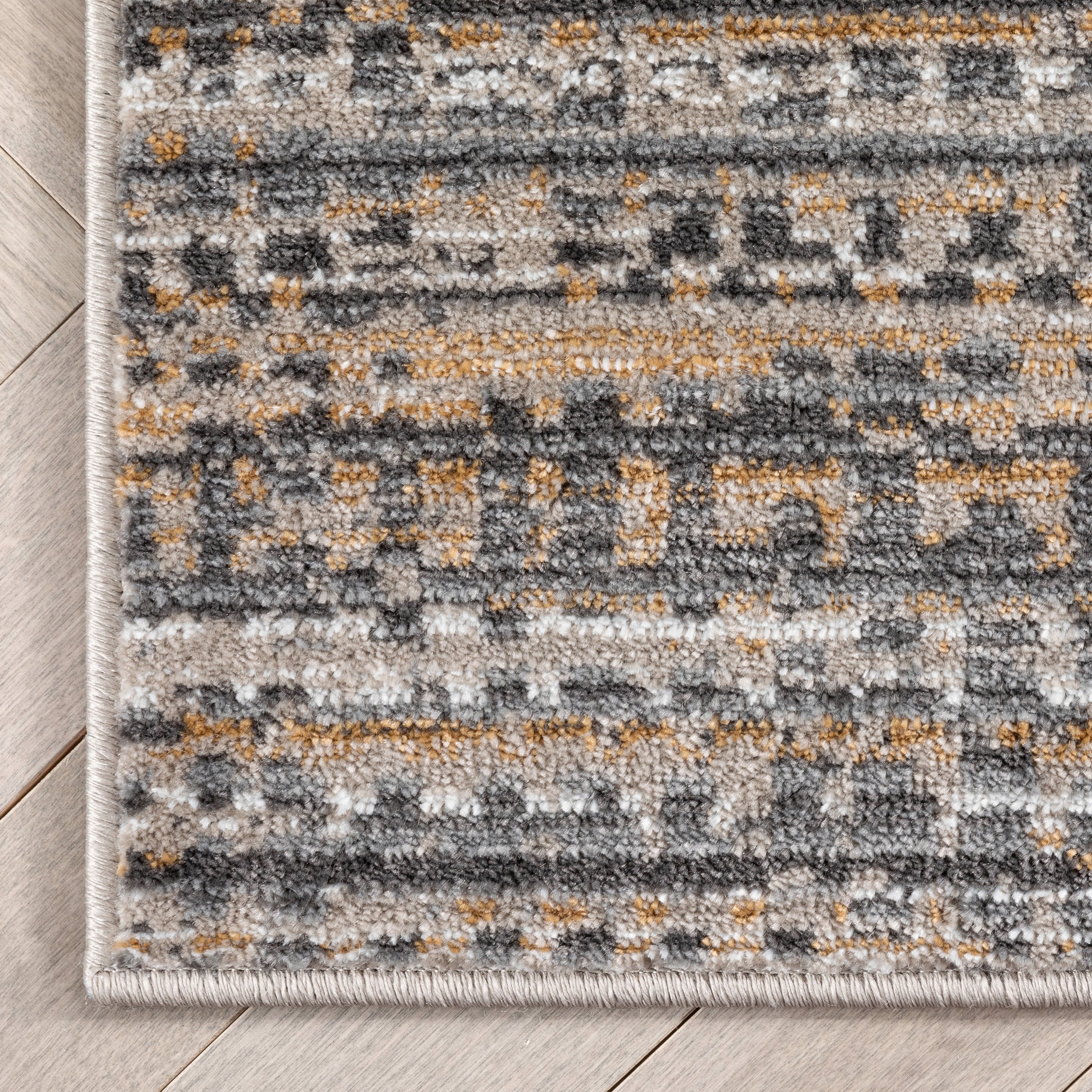 Zia Modern Abstract Striation Grey Beige Rug