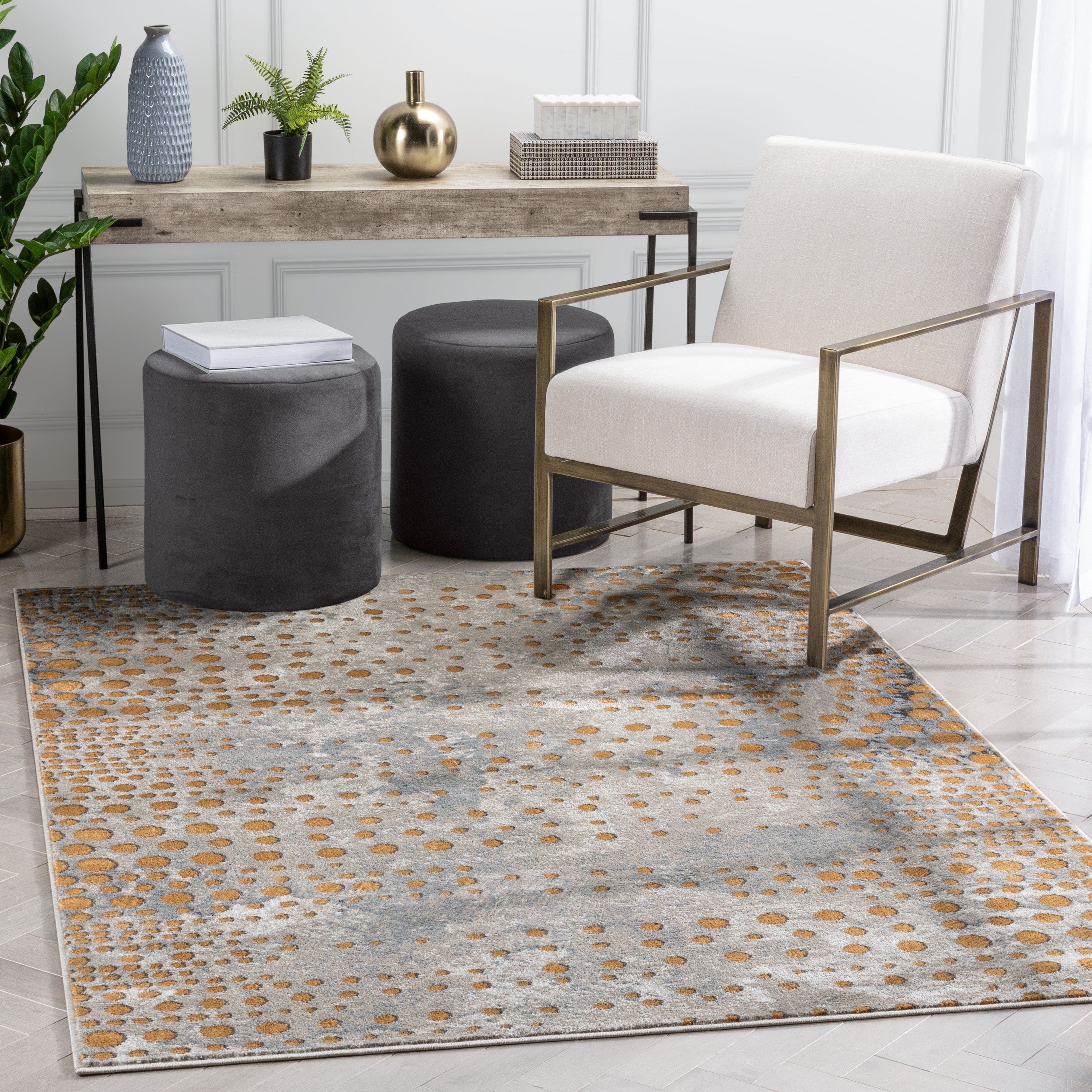 Elyse Modern Abstract Dots Grey Rug