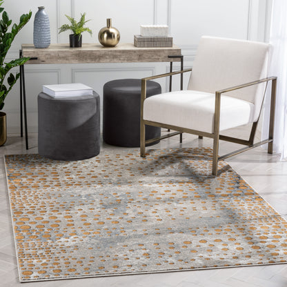 Elyse Modern Abstract Dots Grey Rug