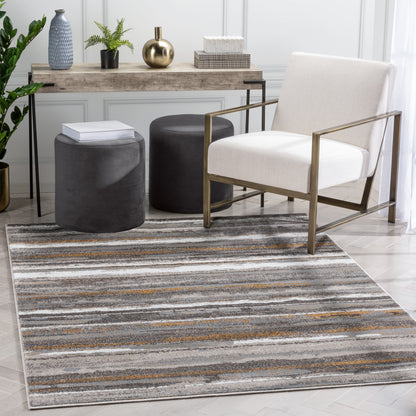 Makai Modern Abstract Striped Grey Rug