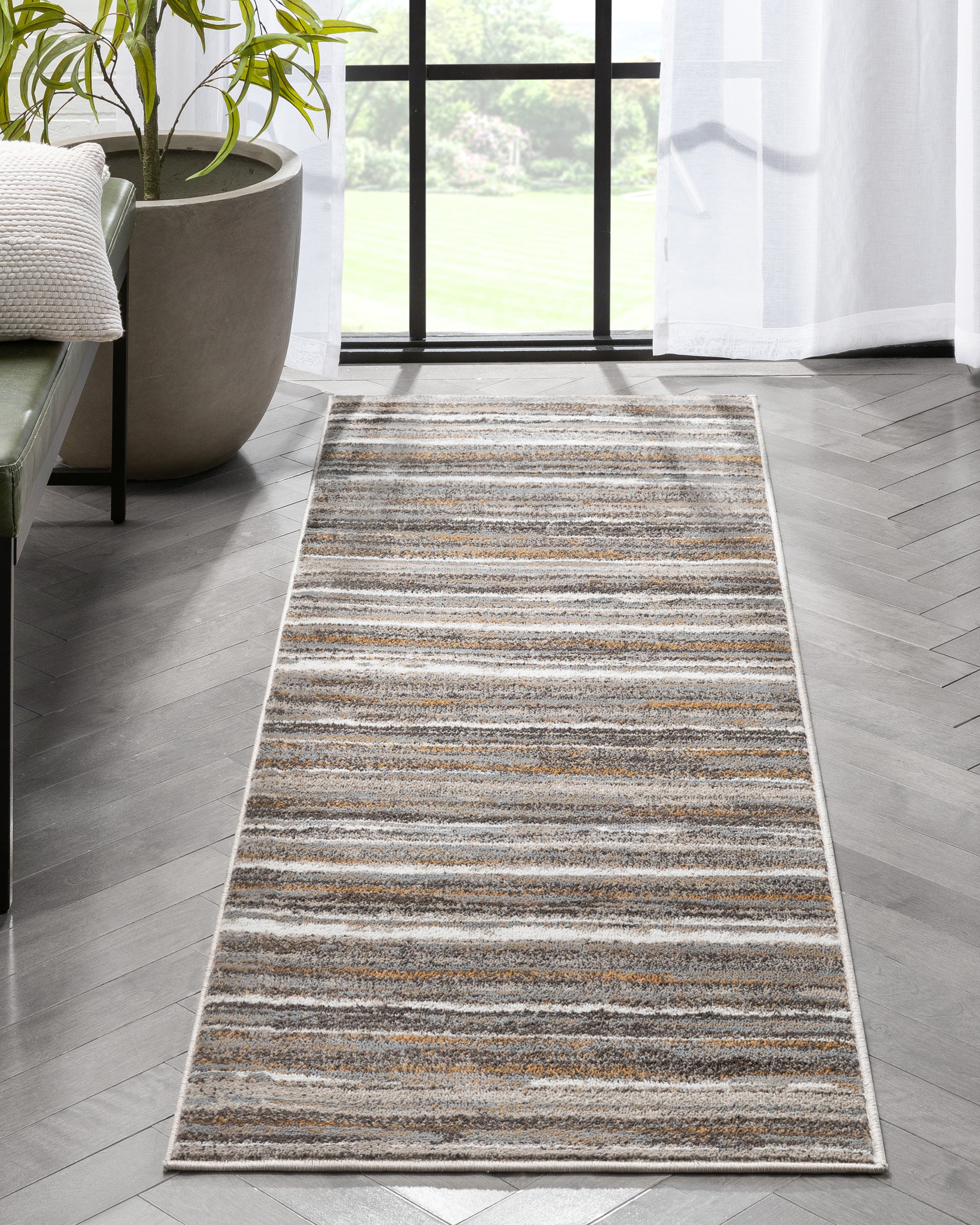 Makai Modern Abstract Striped Grey Rug