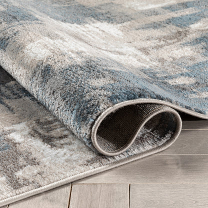 Lilith Modern Abstract Grey Blue Rug