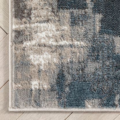 Lilith Modern Abstract Grey Blue Rug