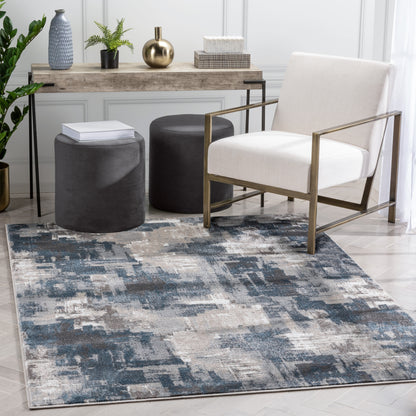 Lilith Modern Abstract Grey Blue Rug