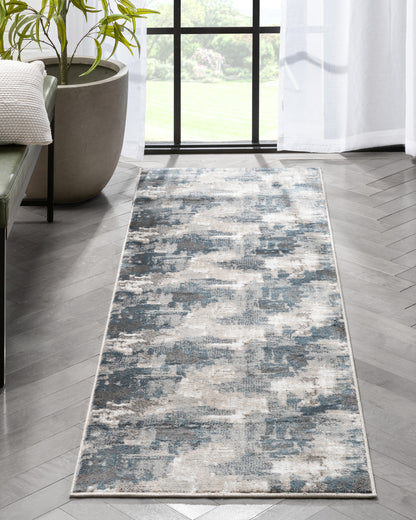 Lilith Modern Abstract Grey Blue Rug