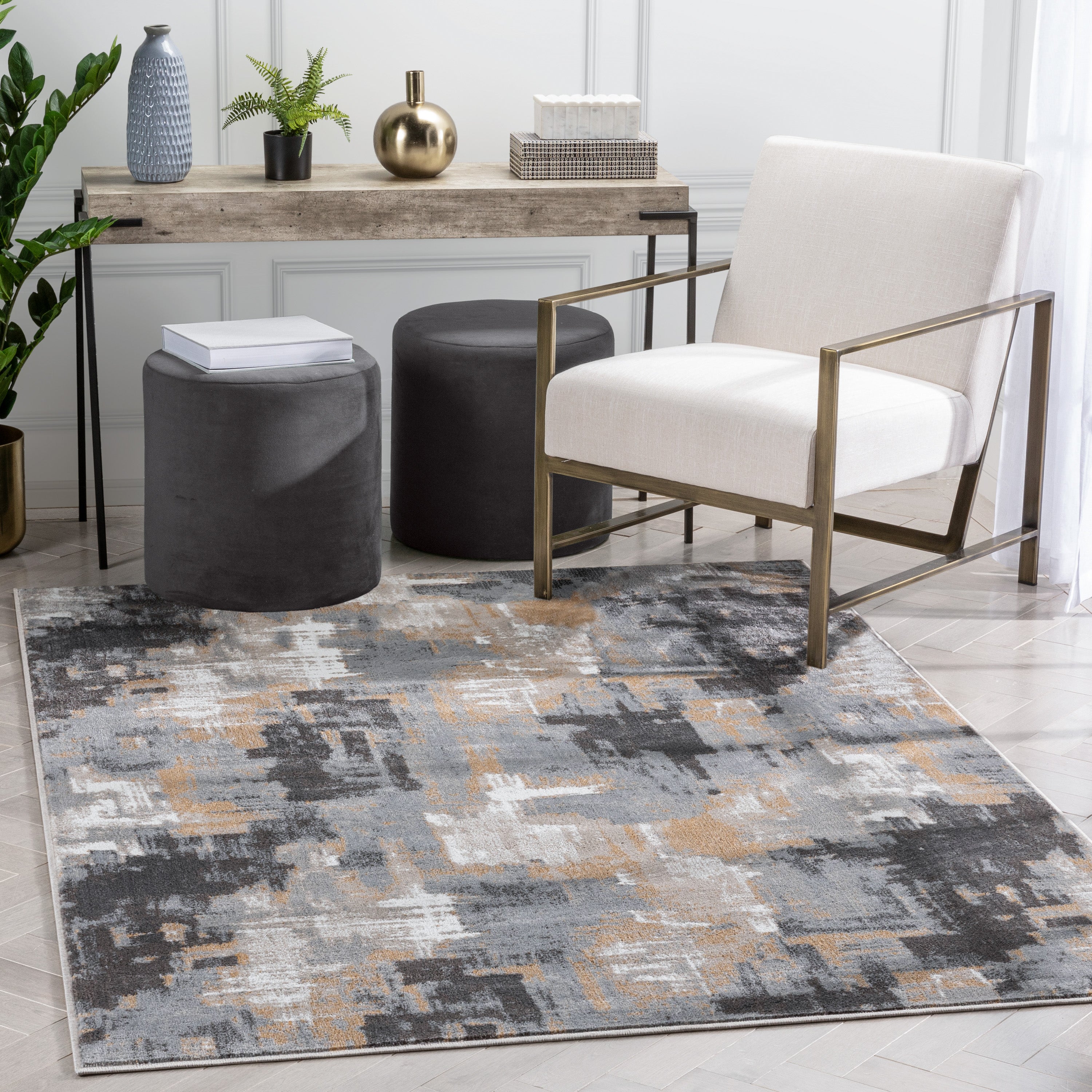 Lilith Modern Abstract Grey Rug