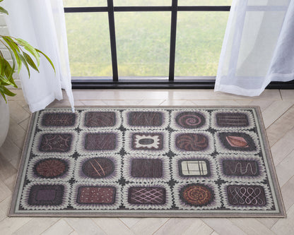 Chocolate Box Novelty Brown Flat-Weave Rug