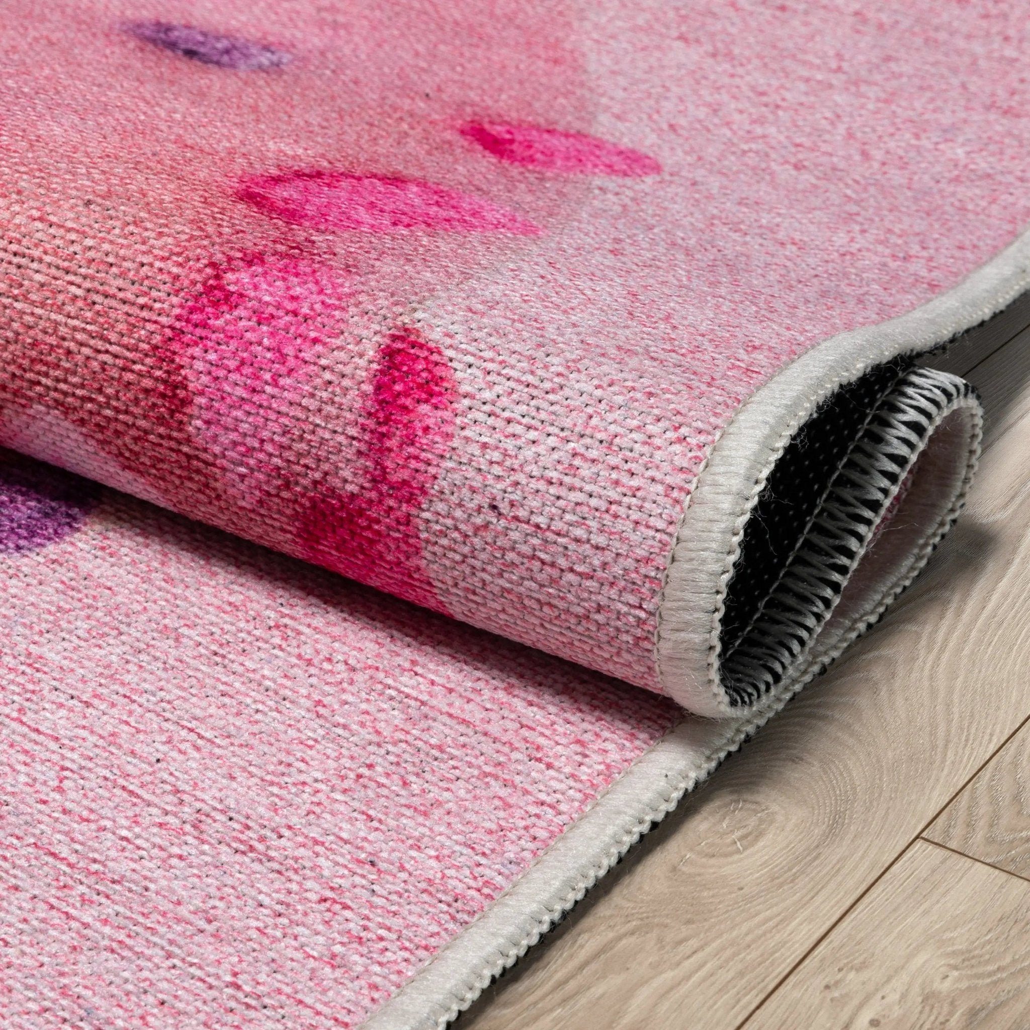 Pink Sprinkles Donut Novelty Pink Flat-Weave Rug Well Woven