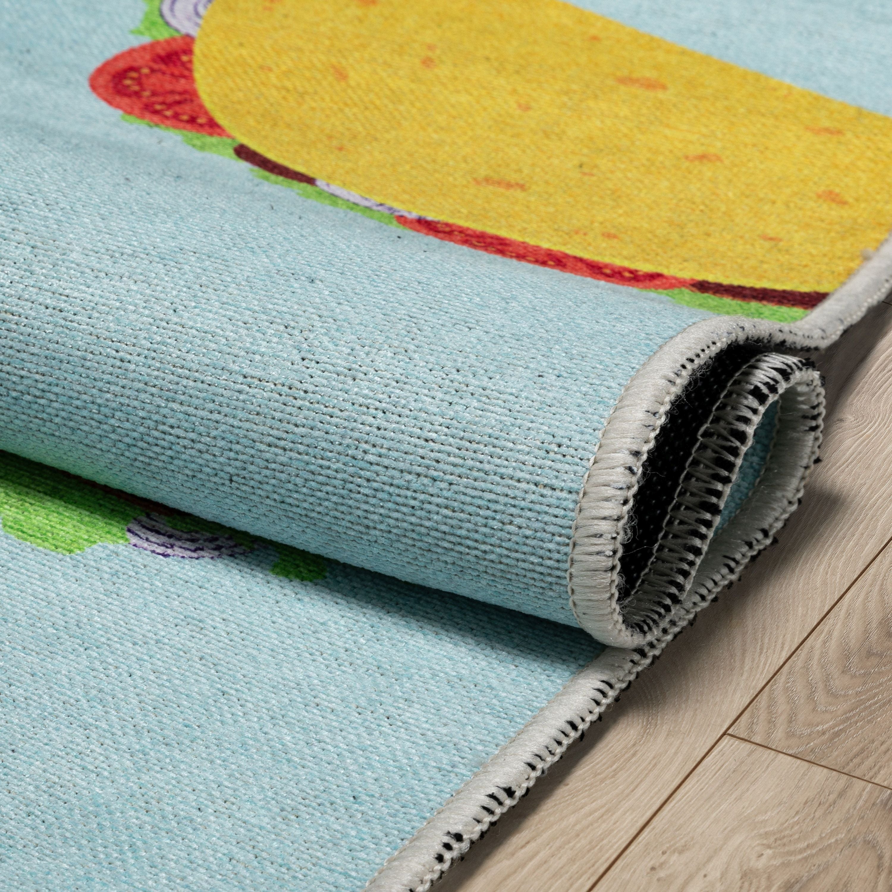 Multi Tacos Novelty Multi Blue Flat-Weave Rug