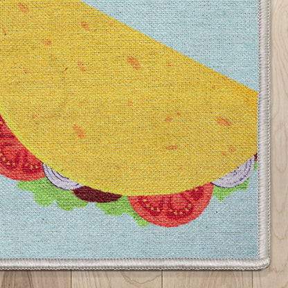 Multi Tacos Novelty Multi Blue Flat-Weave Rug