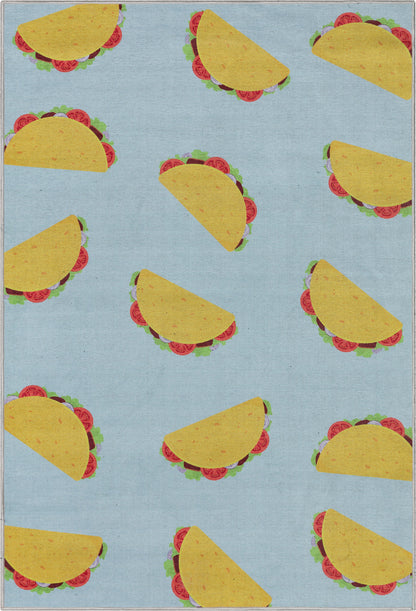 Multi Tacos Novelty Multi Blue Flat-Weave Rug