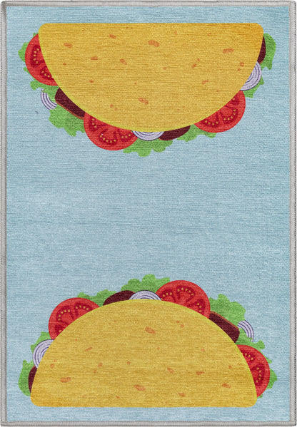 Taco Novelty Multi Blue Flat-Weave Rug