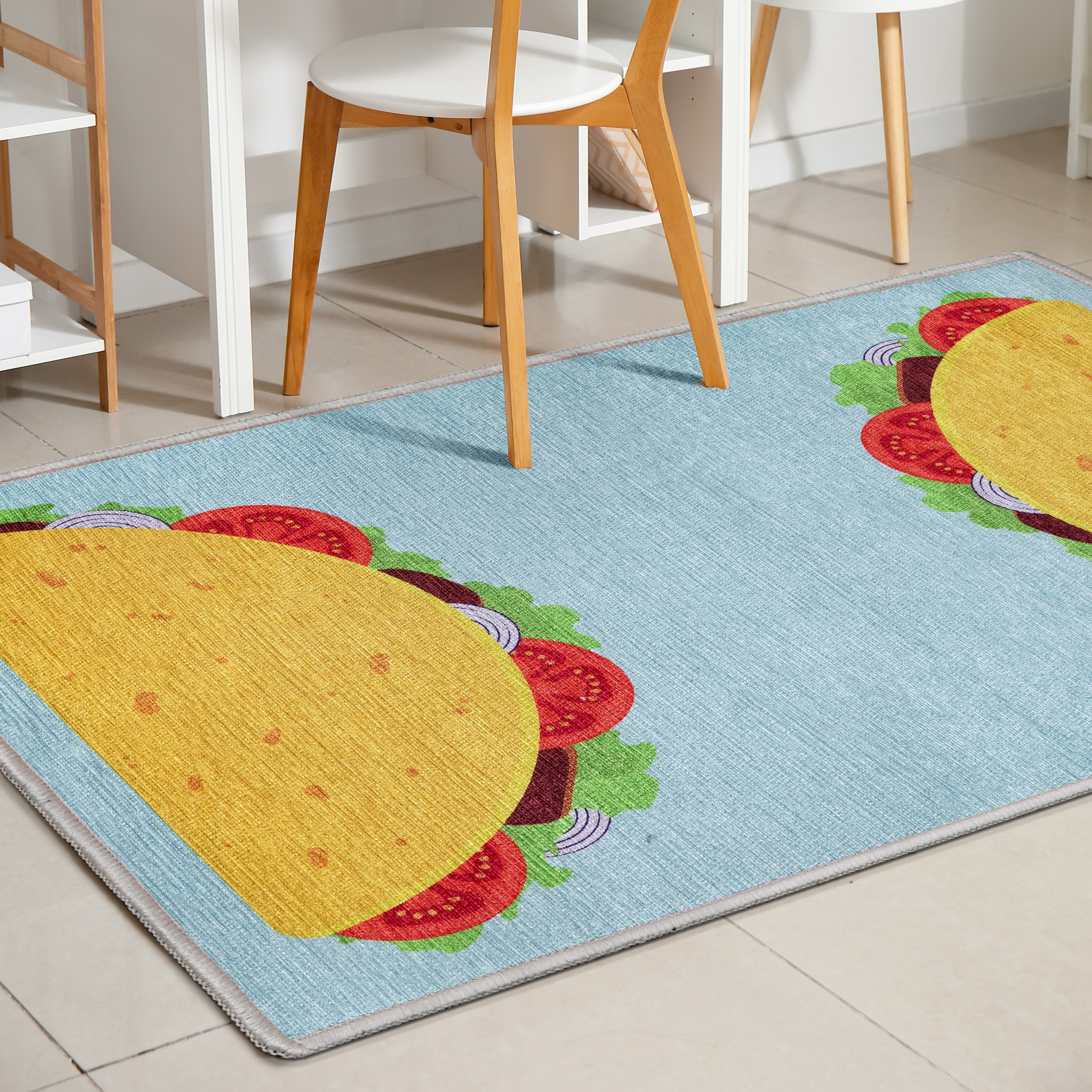 Taco Novelty Multi Blue Flat-Weave Rug