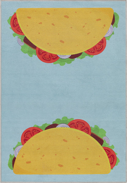 Taco Novelty Multi Blue Flat-Weave Rug