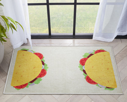 Double Taco Novelty Multi Yellow Flat-Weave Rug