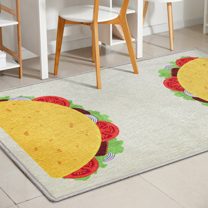 Double Taco Novelty Multi Yellow Flat-Weave Rug