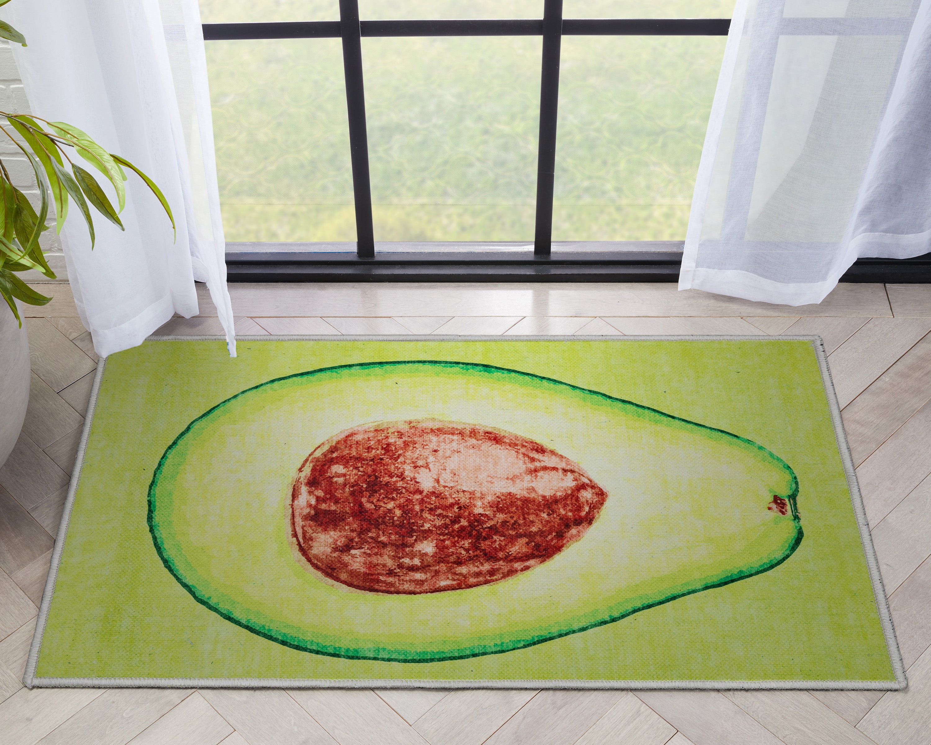 Avocado Novelty Green Flat-Weave Rug