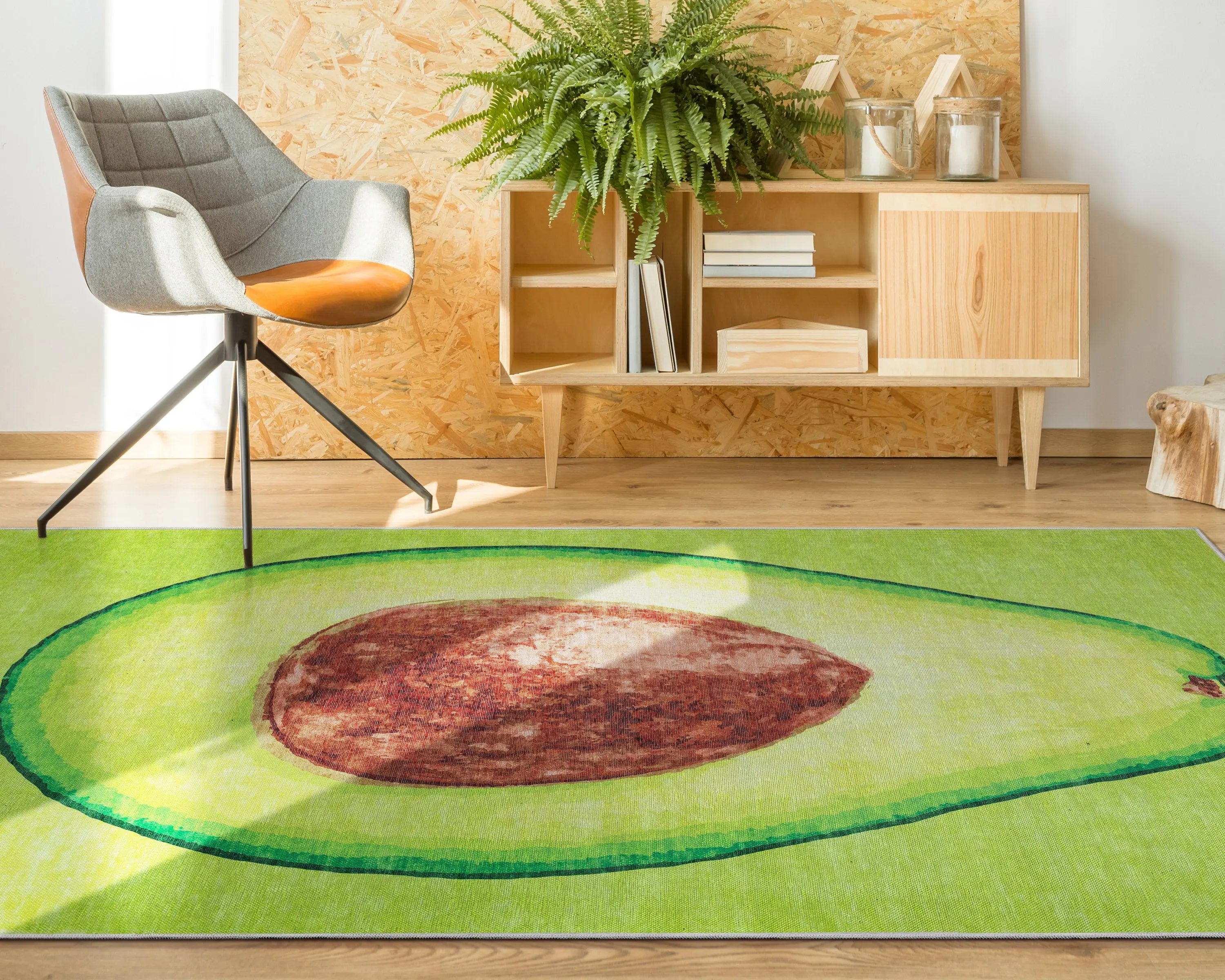 Avocado Novelty Green Flat-Weave Rug