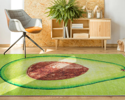 Avocado Novelty Green Flat-Weave Rug