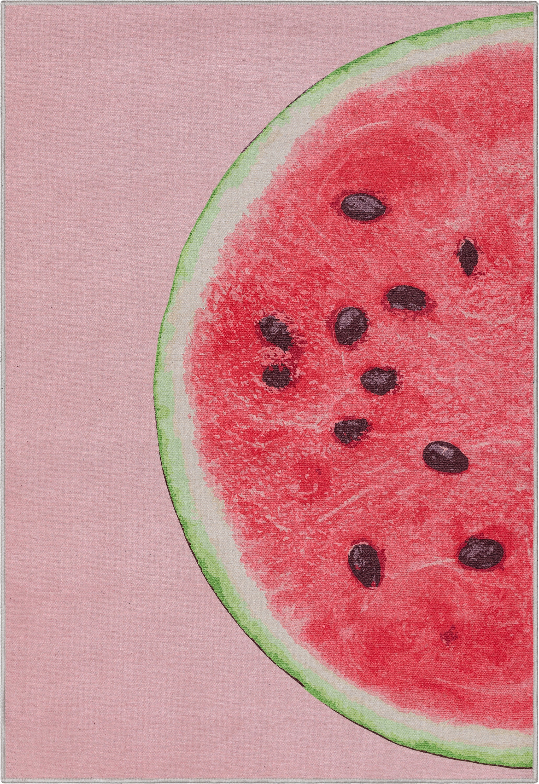 Half Watermelon Novelty Red Pink Flat-Weave Rug