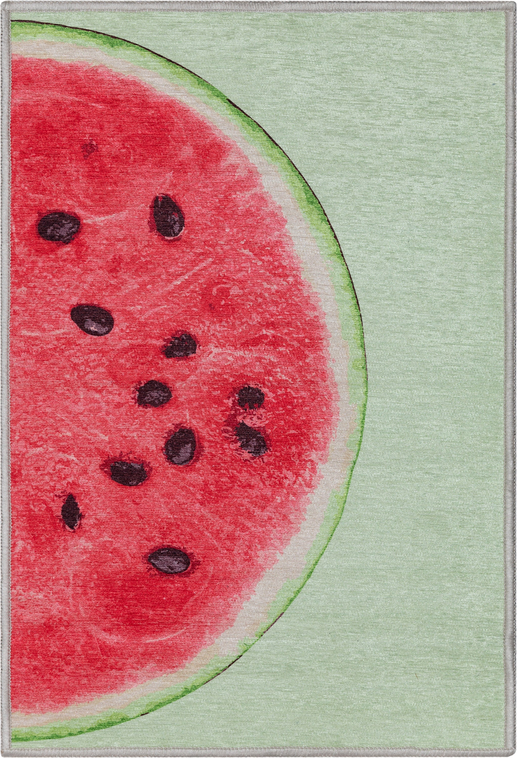 Half Watermelon Novelty Red Lime Flat-Weave Rug