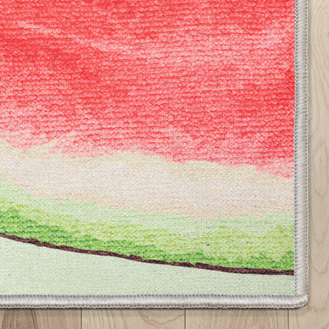 Half Watermelon Novelty Red Lime Flat-Weave Rug