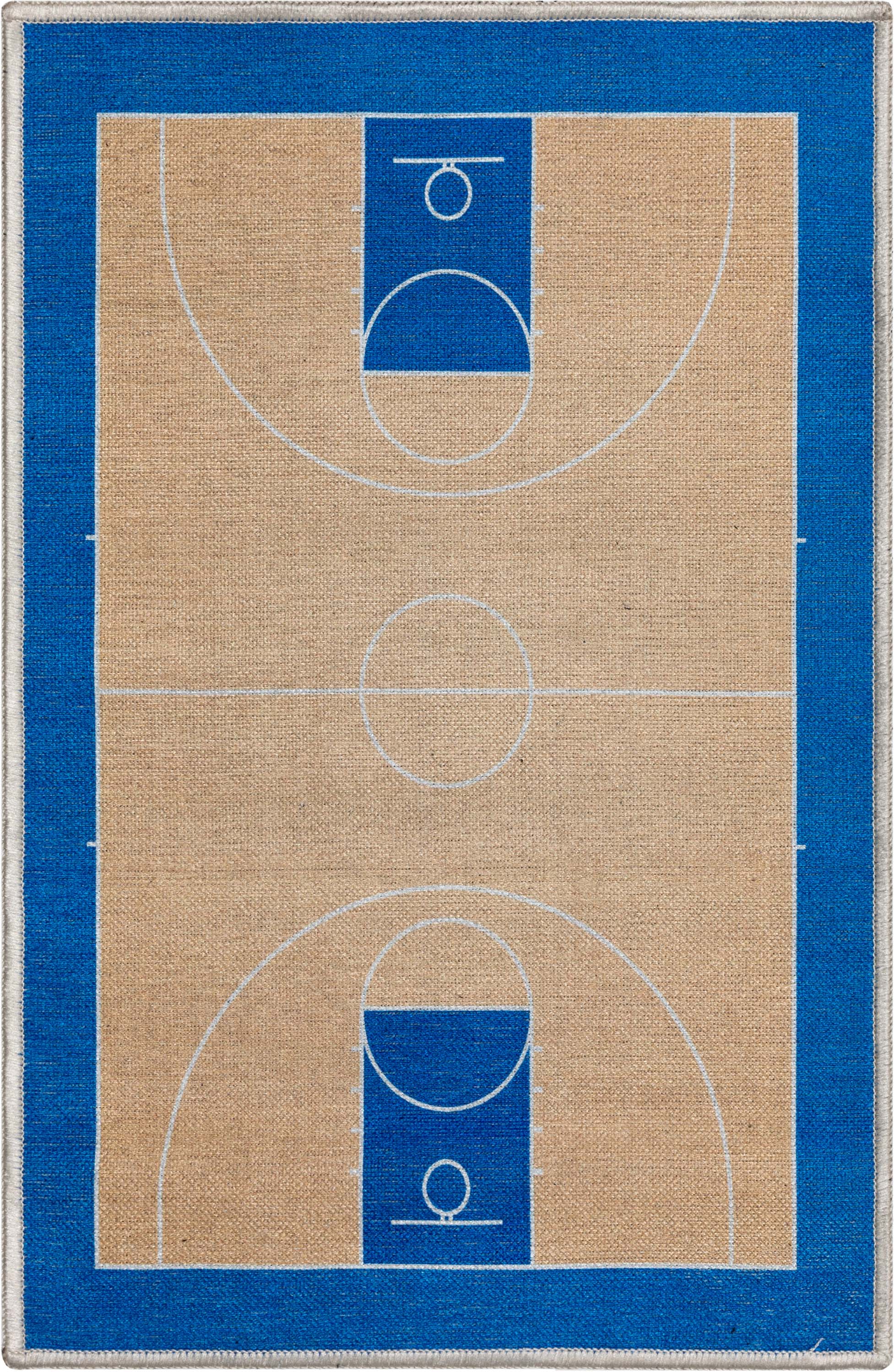 Apollo Basketball Tan Blue Flat-Weave Rug