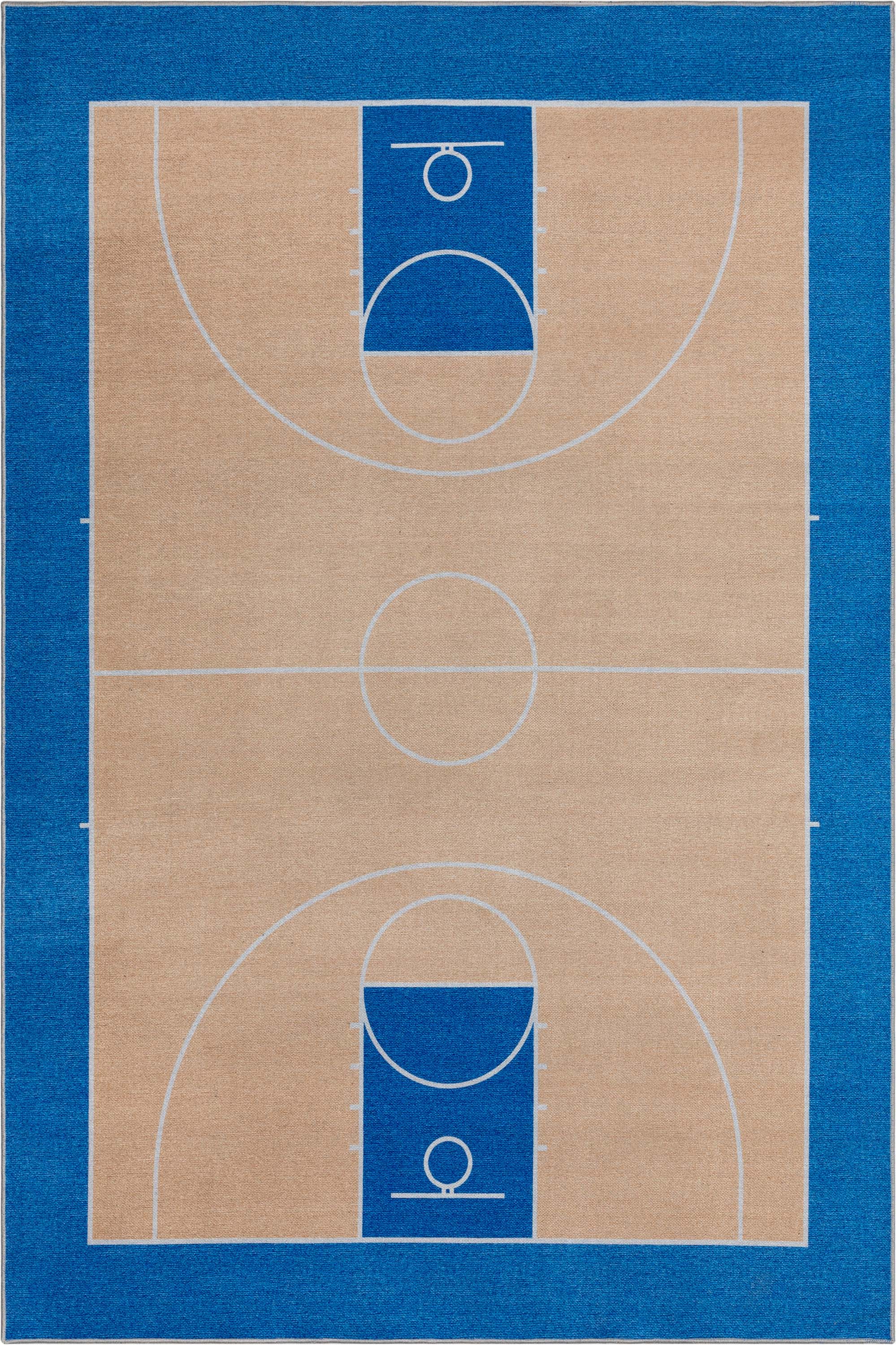 Apollo Basketball Tan Blue Flat-Weave Rug