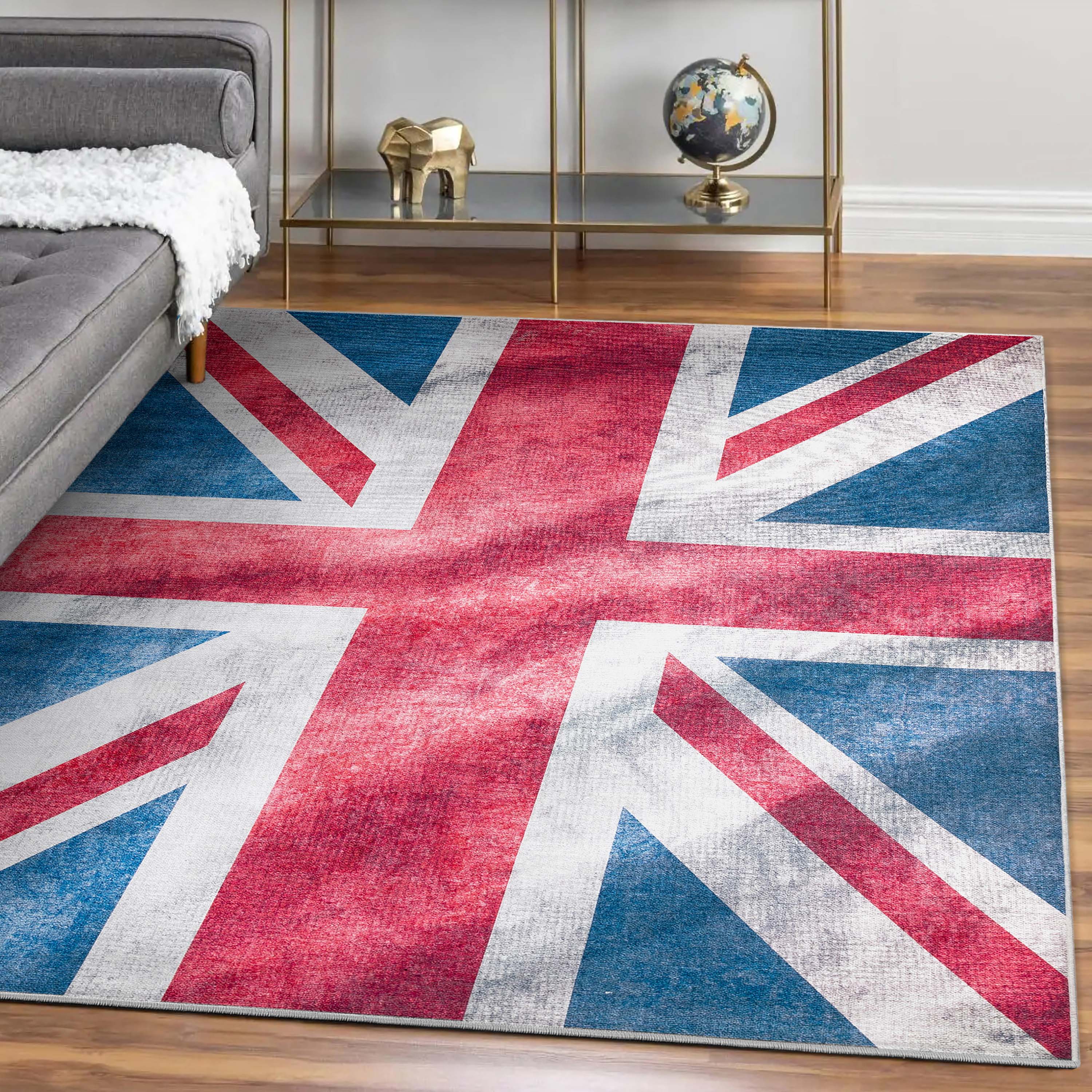 Apollo British Flag Red Blue White Novelty Flat-Weave Rug