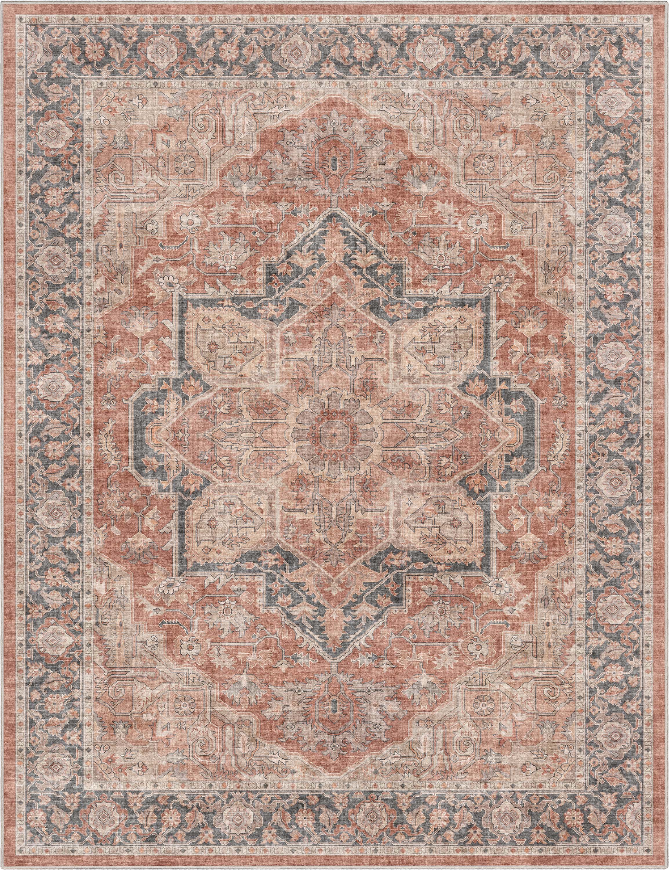 Bolona Vintage Oriental Floral Red Flat-Weave Rug