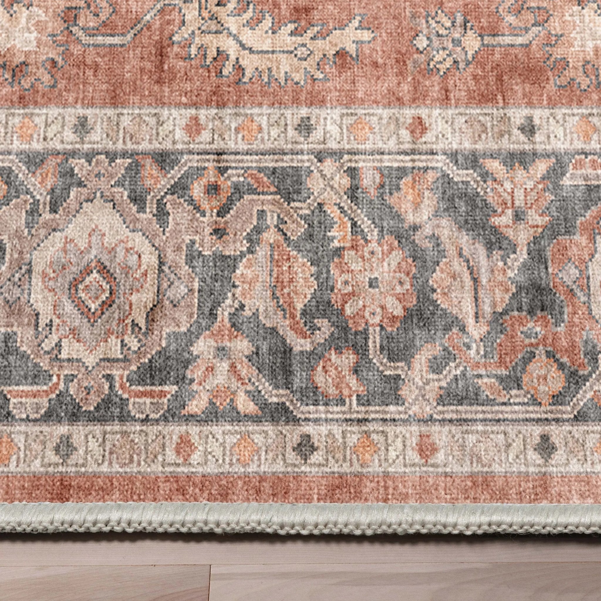 Bolona Vintage Oriental Floral Red Flat-Weave Rug Well Woven