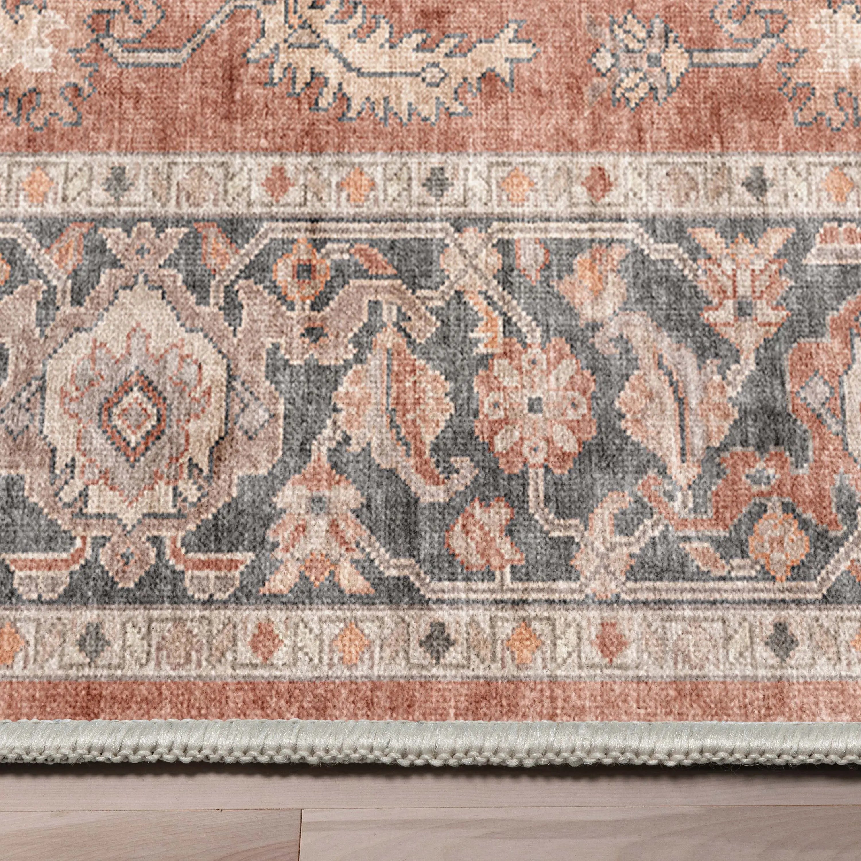 Bolona Vintage Oriental Floral Red Flat-Weave Rug Well Woven