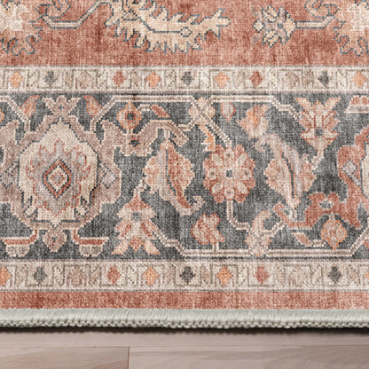 Bolona Vintage Oriental Floral Red Flat-Weave Rug Well Woven