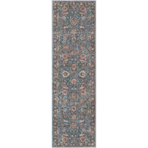 Liana Vintage Oriental Teal Flat-Weave Rug