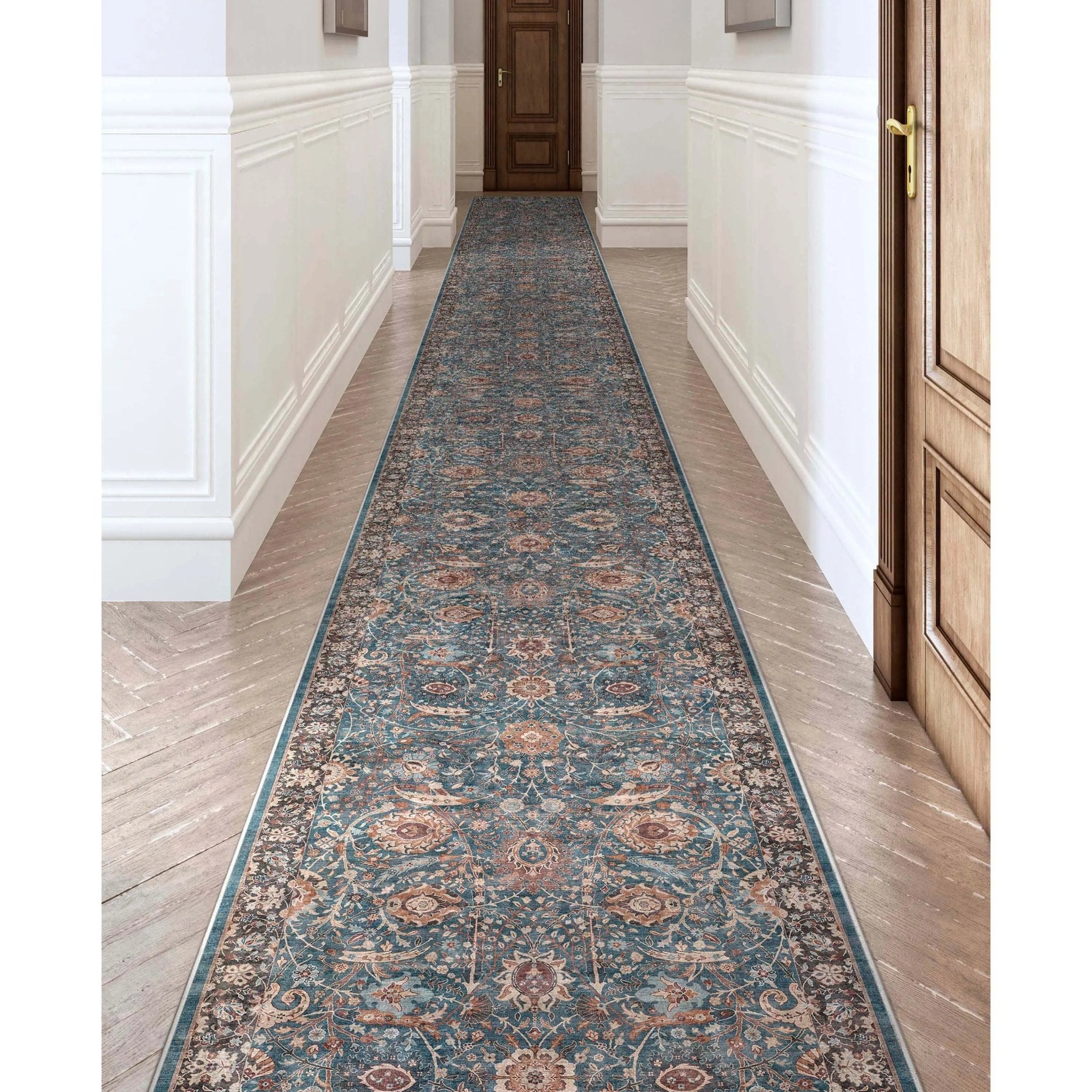 Liana Vintage Oriental Teal Flat-Weave Rug Well Woven