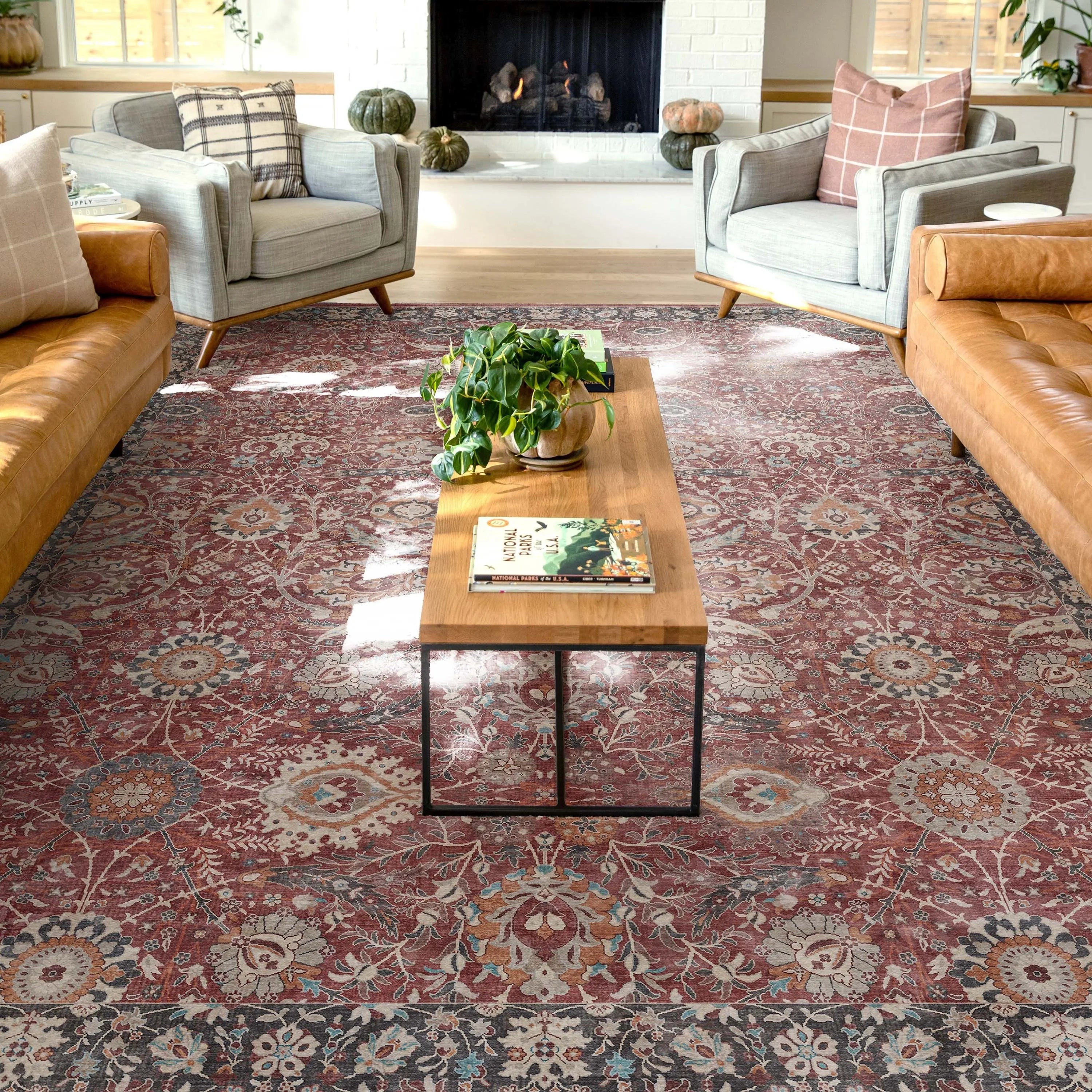 Liana Vintage Oriental Red Flat-Weave Rug