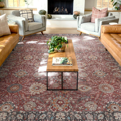 Liana Vintage Oriental Red Flat-Weave Rug Well Woven