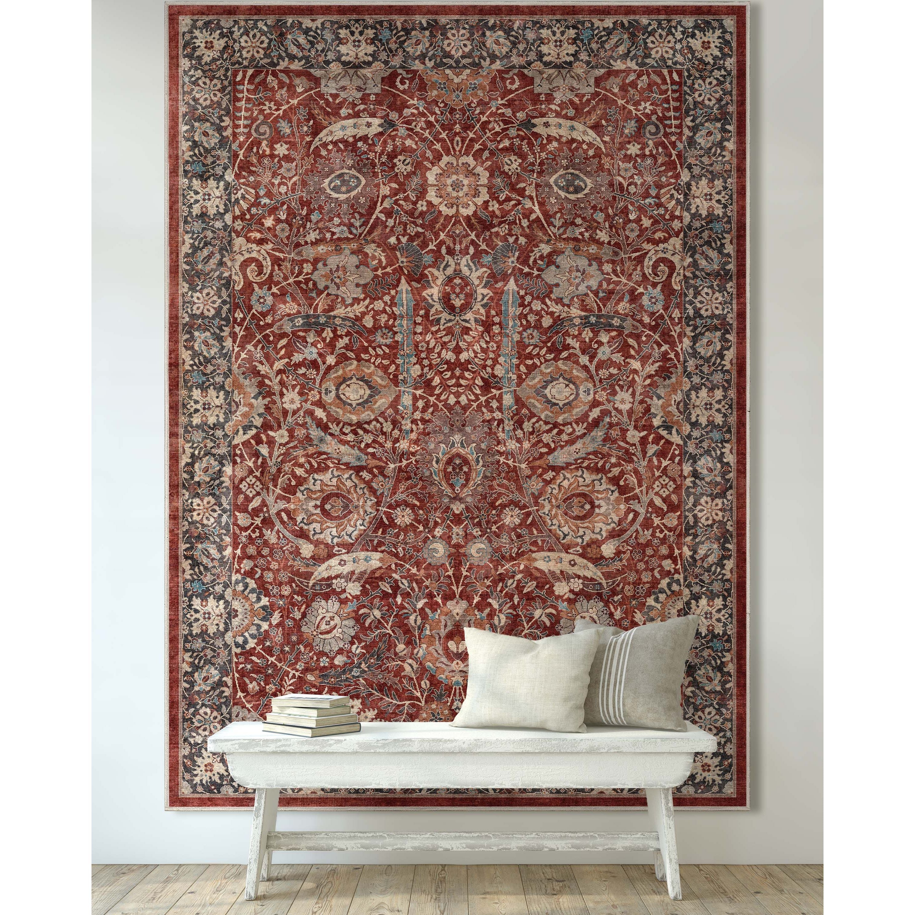 Liana Vintage Oriental Red Flat-Weave Rug